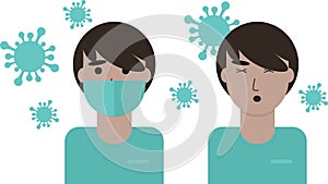 Man is face mask flat illustration